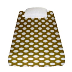 Gold Polka Dots Patterm, Retro Style Dotted Pattern, Classic White Circles Fitted Sheet (single Size) by Casemiro