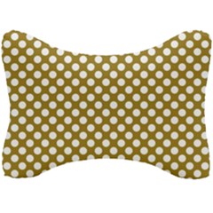 Gold Polka Dots Patterm, Retro Style Dotted Pattern, Classic White Circles Seat Head Rest Cushion by Casemiro