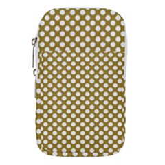 Gold Polka Dots Patterm, Retro Style Dotted Pattern, Classic White Circles Waist Pouch (small) by Casemiro