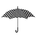 Black and white chessboard pattern, classic, tiled, chess like theme Hook Handle Umbrellas (Medium) View3