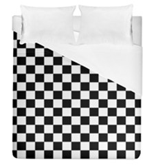 Black And White Chessboard Pattern, Classic, Tiled, Chess Like Theme Duvet Cover (queen Size) by Casemiro