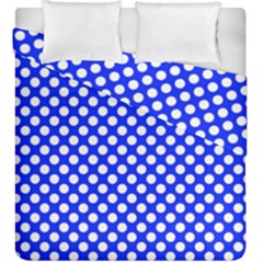 Dark Blue And White Polka Dots Pattern, Retro Pin-up Style Theme, Classic Dotted Theme Duvet Cover Double Side (king Size) by Casemiro