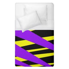 Abstract Triangles, Three Color Dotted Pattern, Purple, Yellow, Black In Saturated Colors Duvet Cover (single Size) by Casemiro