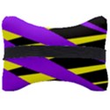 Abstract triangles, three color dotted pattern, purple, yellow, black in saturated colors Seat Head Rest Cushion View2