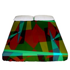 Rainbow Colors Palette Mix, Abstract Triangles, Asymmetric Pattern Fitted Sheet (california King Size) by Casemiro