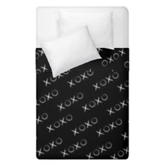 Xoxo Black And White Pattern, Kisses And Love Geometric Theme Duvet Cover Double Side (single Size) by Casemiro