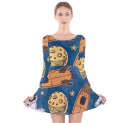 Missile Pattern Long Sleeve Velvet Skater Dress by Amaryn4rt