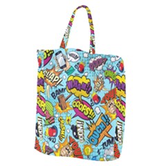 Comic Elements Colorful Seamless Pattern Giant Grocery Tote by Amaryn4rt