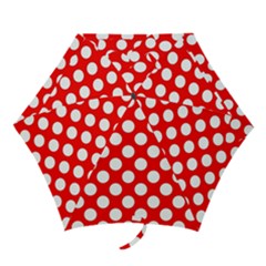 Large White Polka Dots Pattern, Retro Style, Pinup Pattern Mini Folding Umbrellas by Casemiro