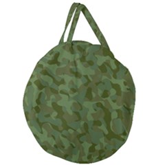 Green Army Camouflage Pattern Giant Round Zipper Tote by SpinnyChairDesigns