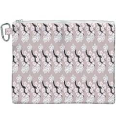 Pink Floral Canvas Cosmetic Bag (xxxl) by Sparkle