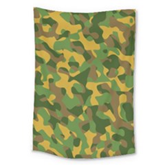 Yellow Green Brown Camouflage Large Tapestry by SpinnyChairDesigns
