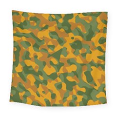 Green And Orange Camouflage Pattern Square Tapestry (large) by SpinnyChairDesigns