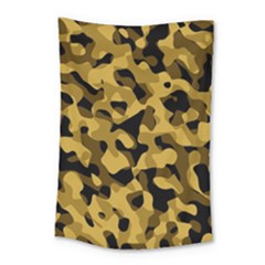 Black Yellow Brown Camouflage Pattern Small Tapestry by SpinnyChairDesigns