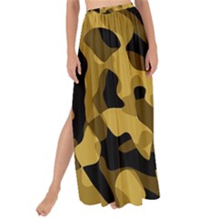 Black Yellow Brown Camouflage Pattern Maxi Chiffon Tie-up Sarong by SpinnyChairDesigns