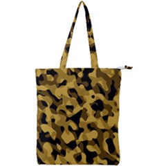 Black Yellow Brown Camouflage Pattern Double Zip Up Tote Bag by SpinnyChairDesigns