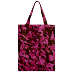 Pink And Brown Camouflage Zipper Classic Tote Bag by SpinnyChairDesigns