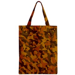 Brown And Orange Camouflage Zipper Classic Tote Bag by SpinnyChairDesigns
