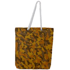 Brown And Orange Camouflage Full Print Rope Handle Tote (large) by SpinnyChairDesigns