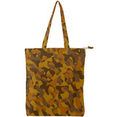 Brown And Orange Camouflage Double Zip Up Tote Bag by SpinnyChairDesigns