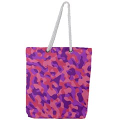 Pink And Purple Camouflage Full Print Rope Handle Tote (large) by SpinnyChairDesigns