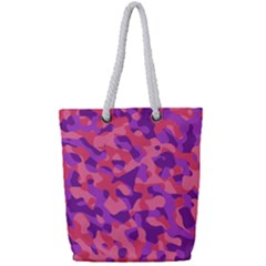 Pink And Purple Camouflage Full Print Rope Handle Tote (small) by SpinnyChairDesigns