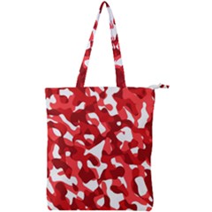 Red And White Camouflage Pattern Double Zip Up Tote Bag by SpinnyChairDesigns