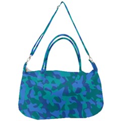 Blue Turquoise Teal Camouflage Pattern Removal Strap Handbag by SpinnyChairDesigns