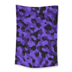 Purple Black Camouflage Pattern Small Tapestry by SpinnyChairDesigns