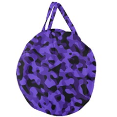 Purple Black Camouflage Pattern Giant Round Zipper Tote by SpinnyChairDesigns