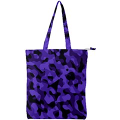 Purple Black Camouflage Pattern Double Zip Up Tote Bag by SpinnyChairDesigns