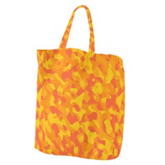 Orange And Yellow Camouflage Pattern Giant Grocery Tote by SpinnyChairDesigns