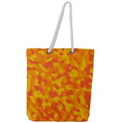 Orange And Yellow Camouflage Pattern Full Print Rope Handle Tote (large) by SpinnyChairDesigns