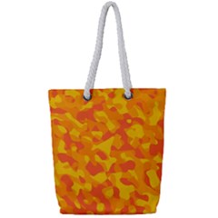 Orange And Yellow Camouflage Pattern Full Print Rope Handle Tote (small) by SpinnyChairDesigns
