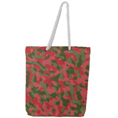 Pink And Green Camouflage Pattern Full Print Rope Handle Tote (large) by SpinnyChairDesigns