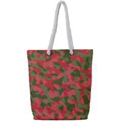 Pink And Green Camouflage Pattern Full Print Rope Handle Tote (small) by SpinnyChairDesigns