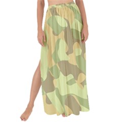 Light Green Brown Yellow Camouflage Pattern Maxi Chiffon Tie-up Sarong by SpinnyChairDesigns