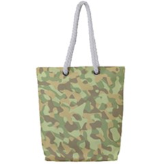 Light Green Brown Yellow Camouflage Pattern Full Print Rope Handle Tote (small) by SpinnyChairDesigns