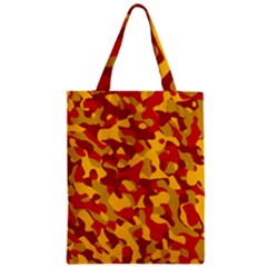 Red And Yellow Camouflage Pattern Zipper Classic Tote Bag by SpinnyChairDesigns