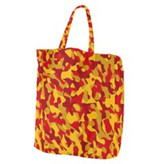 Red And Yellow Camouflage Pattern Giant Grocery Tote by SpinnyChairDesigns