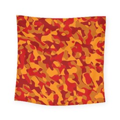 Red And Orange Camouflage Pattern Square Tapestry (small) by SpinnyChairDesigns