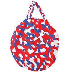 Red White Blue Camouflage Pattern Giant Round Zipper Tote by SpinnyChairDesigns