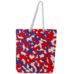 Red White Blue Camouflage Pattern Full Print Rope Handle Tote (large) by SpinnyChairDesigns