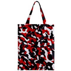 Black Red White Camouflage Pattern Zipper Classic Tote Bag by SpinnyChairDesigns