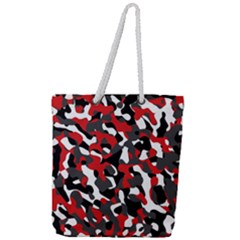 Black Red White Camouflage Pattern Full Print Rope Handle Tote (large) by SpinnyChairDesigns