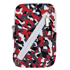 Black Red White Camouflage Pattern Belt Pouch Bag (large) by SpinnyChairDesigns