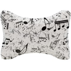 Black And White Music Notes Seat Head Rest Cushion by SpinnyChairDesigns