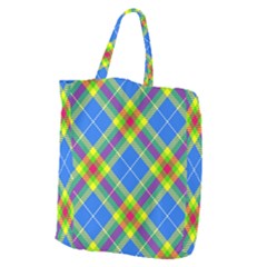 Clown Costume Plaid Striped Giant Grocery Tote by SpinnyChairDesigns