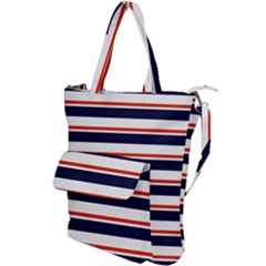 Red With Blue Stripes Shoulder Tote Bag by tmsartbazaar