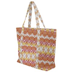 Boho Red Gold White Zip Up Canvas Bag by SpinnyChairDesigns